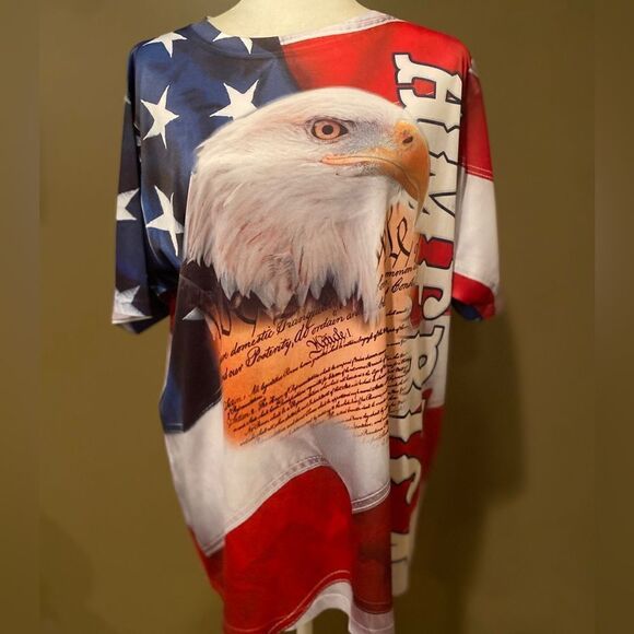 American Summer Flag Shirt Size Medium Short Sleeve - Picture 2 of 9